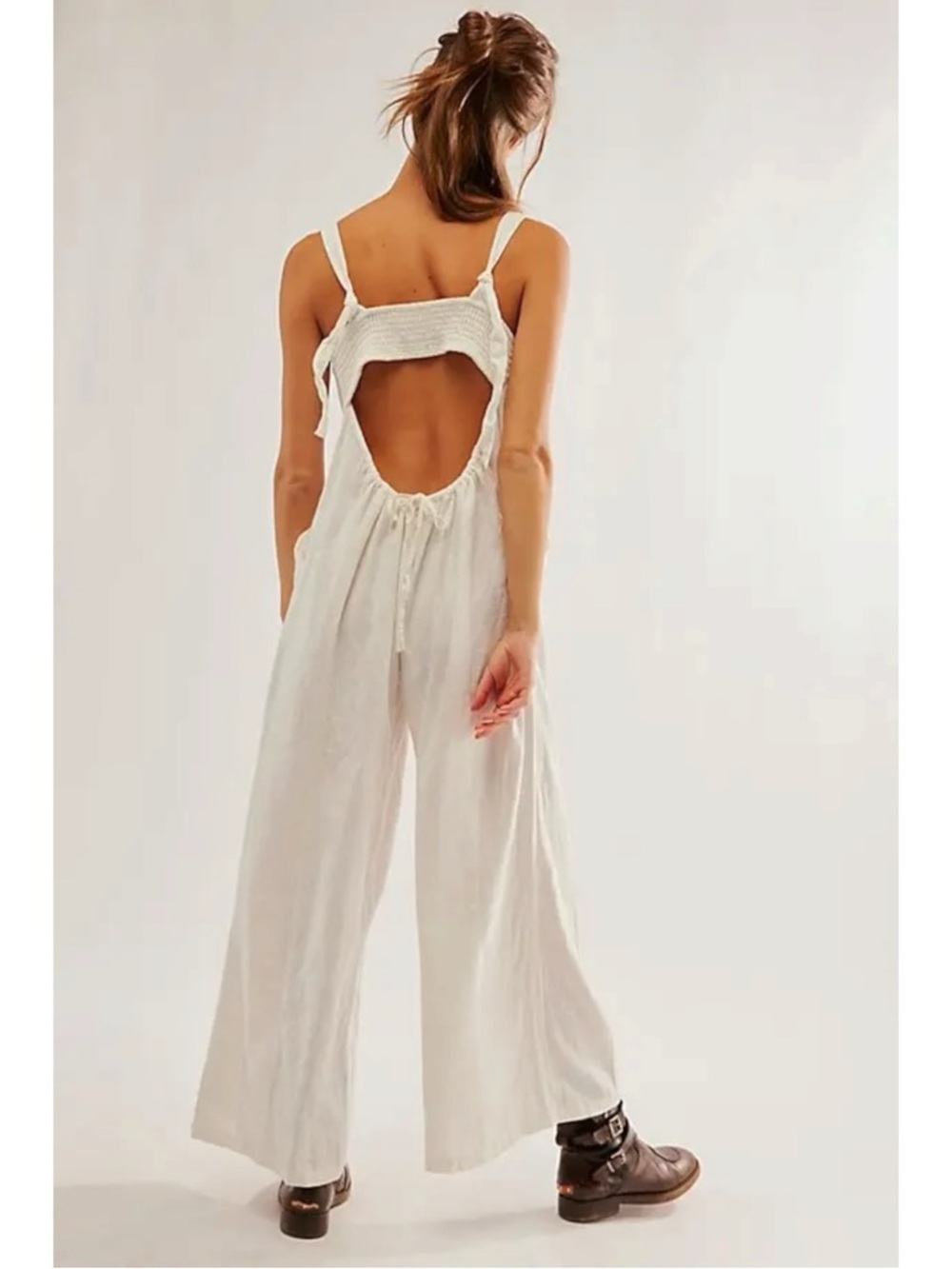 Free People Ethereal Drifting Dreams One Piece Jumpsuit White XL Wide Leg - Picture 5 of 12